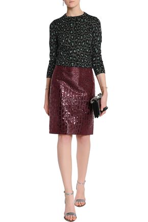 Click to view more detailed imagery on our partner's website Marc By Marc Jacobs Woman Cropped Metallic Wool-blend Jacquard Sweater Charcoal