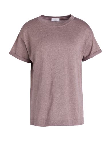 Brunello Cucinelli Woman Sweater Mauve Size M Cashmere, Silk, Polyamide, Metallic Polyester In Purple