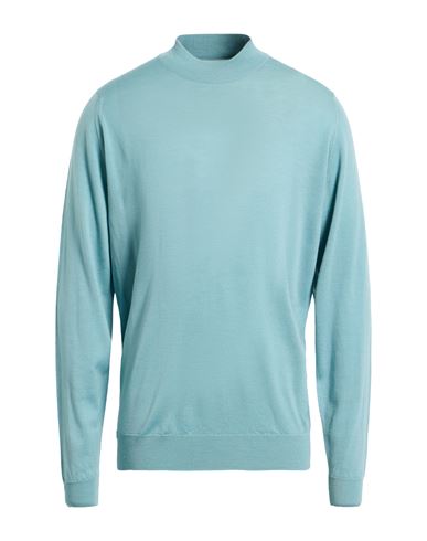 John Smedley Man Turtleneck Pastel Blue Size Xl Merino Wool In Blue