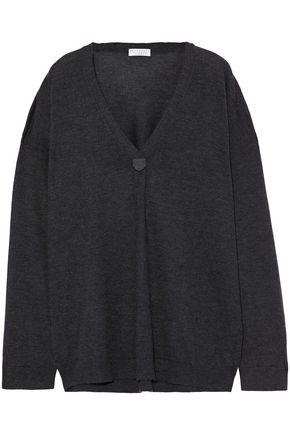 BRUNELLO CUCINELLI WOMAN BEAD-EMBELLISHED CASHMERE AND SILK-BLEND SWEATER CHARCOAL,US 7789028784123679