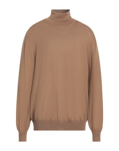 Gran Sasso Man Turtleneck Camel Size 48 Virgin Wool In Beige