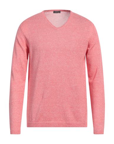 Rossopuro Man Sweater Coral Size 5 Linen, Cotton In Red