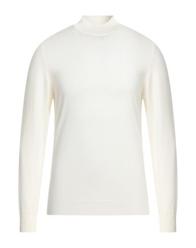 Drumohr Man Turtleneck Cream Size 44 Super 140s Wool In White