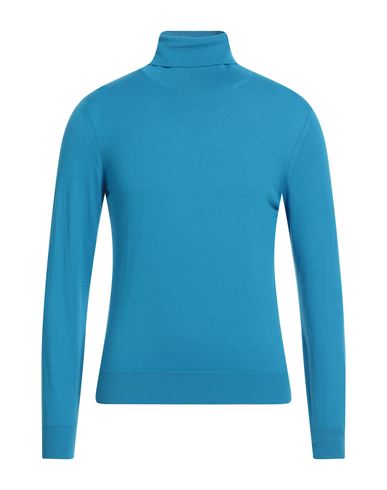 Shop Drumohr Man Turtleneck Azure Size 44 Cashmere In Blue