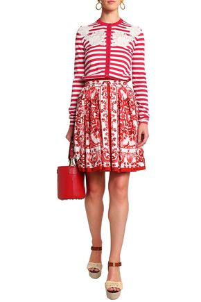 Dolce Gabbana Up To 70 Off At The Outnet Dolce Gabbana Lace Liquéd Striped Silk Cardigan