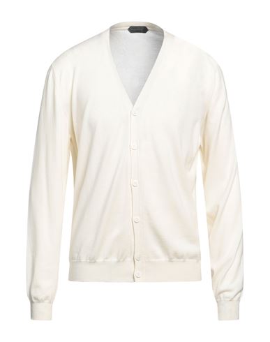 Shop Zanone Man Cardigan Ivory Size 46 Virgin Wool, Polyamide In White