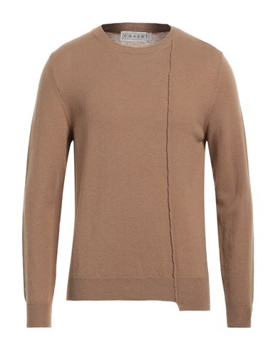 Shop Covert Man Sweater Camel Size 42 Merino Wool In Beige