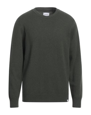 Shop Norse Projects Man Sweater Military Green Size Xxl Lambswool