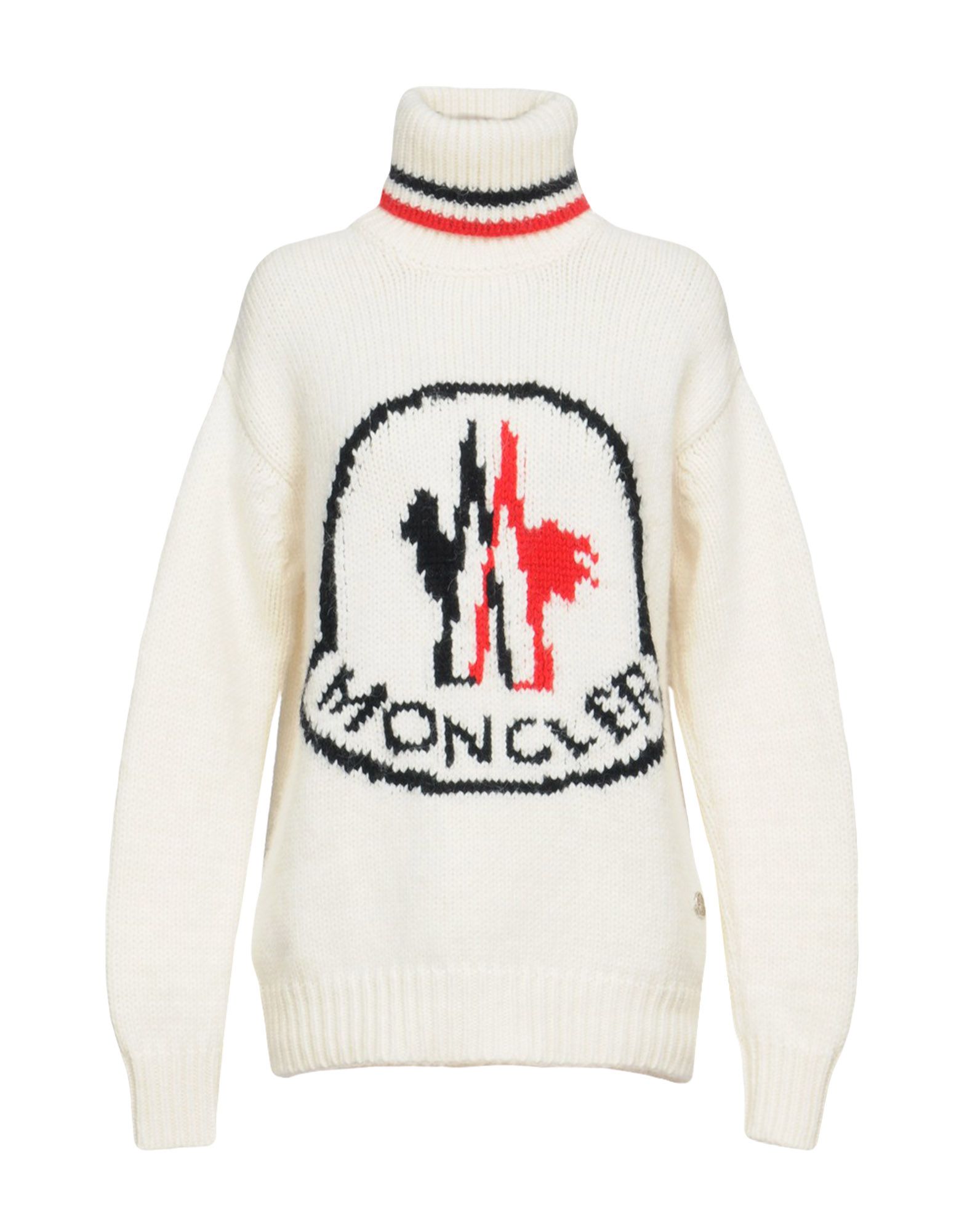 《セール開催中》MONCLER GAMME ROUGE レディース タートルネック アイボリー 38 カシミヤ 83% / 毛（アルパカ） 11% / ナイロン 5% / ウール 1%