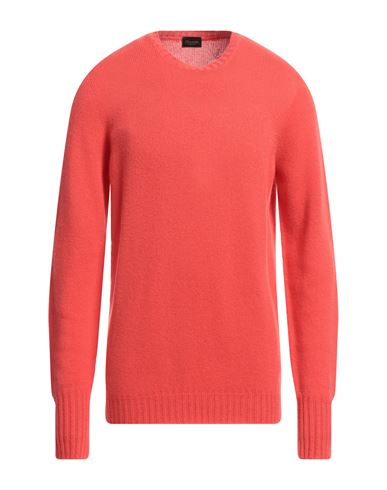 Drumohr Man Sweater Coral Size 44 Cashmere In Red