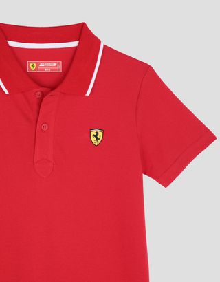 Scuderia Ferrari Online Store - Boys' cotton piquet polo shirt - Short Sleeve Polos
