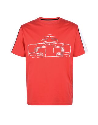 Scuderia Ferrari Online Store - Men’s cotton T-shirt with Shield print - Short Sleeve T-Shirts
