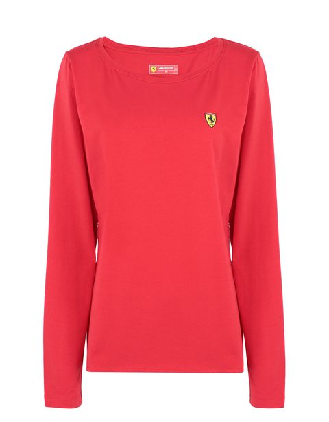 Scuderia Ferrari Online Store - Women's long-sleeved T-shirt with <i>Icon Tape</i> on the sides - Long Sleeve T-Shirts