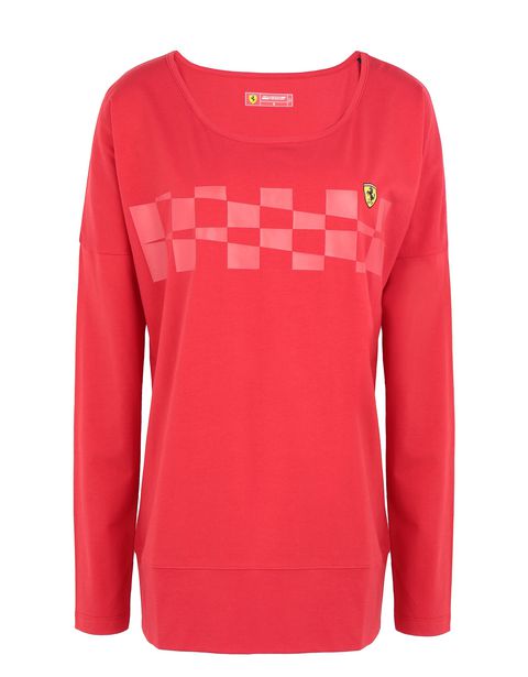 Scuderia Ferrari Online Store - Women's long-sleeved T-shirt with checkered pattern - Long Sleeve T-Shirts