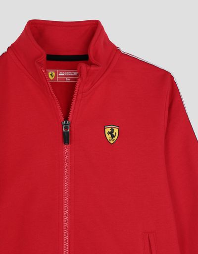 Scuderia Ferrari Online Store - Children’s cotton sweatshirt with <i>Icon Tape</i> - Zip Sweaters