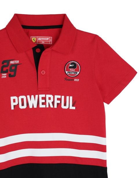 Scuderia Ferrari Online Store - Children’s jersey polo shirt with prints and patch - Short Sleeve Polos