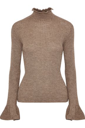 acne studios alpaca turtleneck ribbed raine blend wool sweater