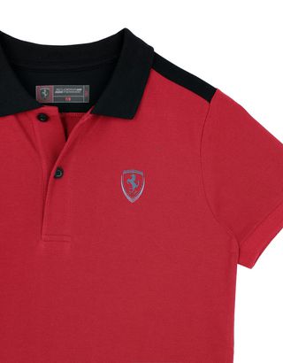 Scuderia Ferrari Online Store - Polo junior en coton avec imprimé au dos - Polos à manches courtes