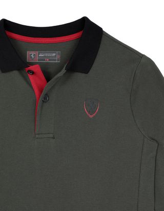 Scuderia Ferrari Online Store - Boy's cotton piquet polo shirt - Long Sleeve Polos