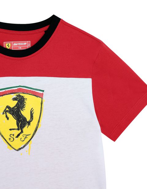Scuderia Ferrari Online Store - Boys’ cotton T-shirt with Shield - Short Sleeve T-Shirts