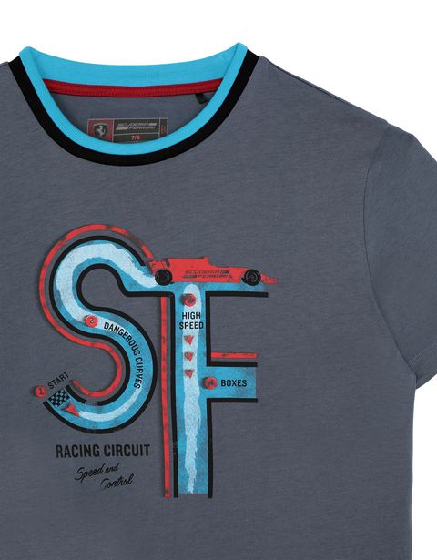 Scuderia Ferrari Online Store - Children’s T-shirt with race track print - Short Sleeve T-Shirts