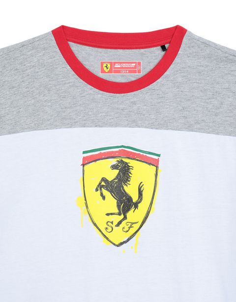 Scuderia Ferrari Online Store - Boys' cotton T-shirt with Shield - Short Sleeve T-Shirts