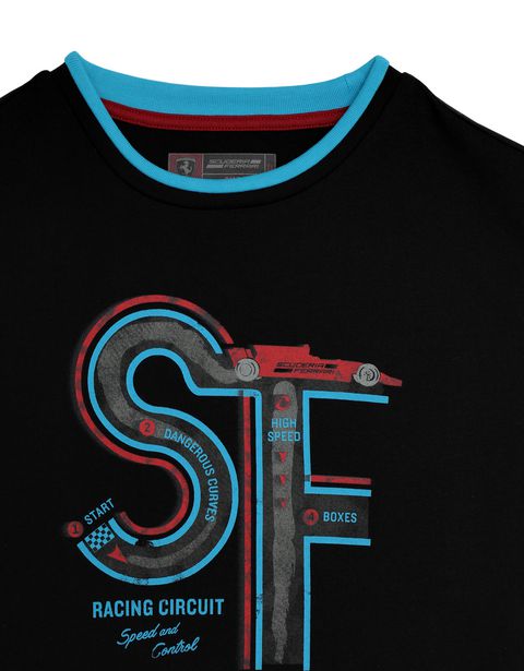 Scuderia Ferrari Online Store - Boys' T-shirt with racing circuit print - Short Sleeve T-Shirts