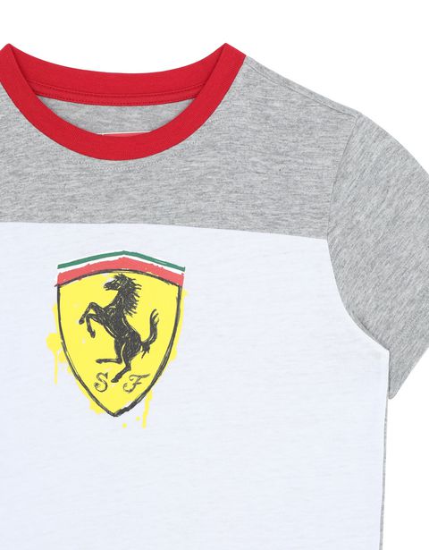 Scuderia Ferrari Online Store - Children's cotton T-shirt with Shield - Short Sleeve T-Shirts