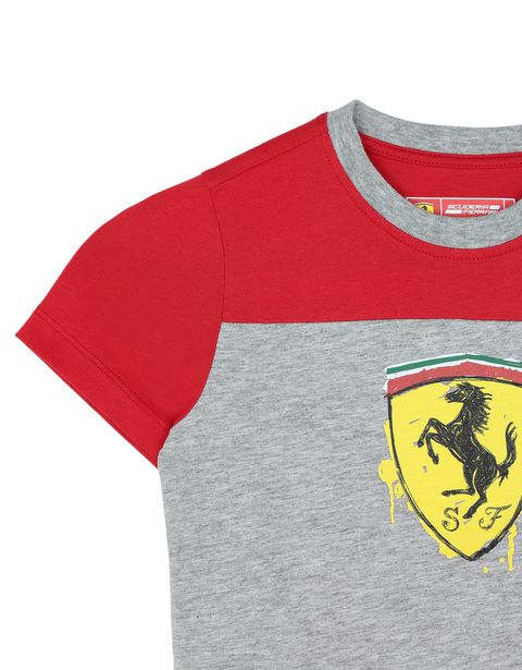 Scuderia Ferrari Online Store - Children's cotton T-shirt with Shield - Short Sleeve T-Shirts