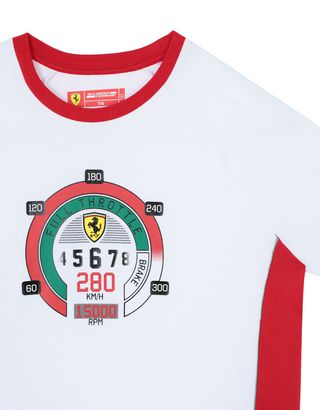 Scuderia Ferrari Online Store - Boys' cotton T-shirt with speedometer print - Short Sleeve T-Shirts