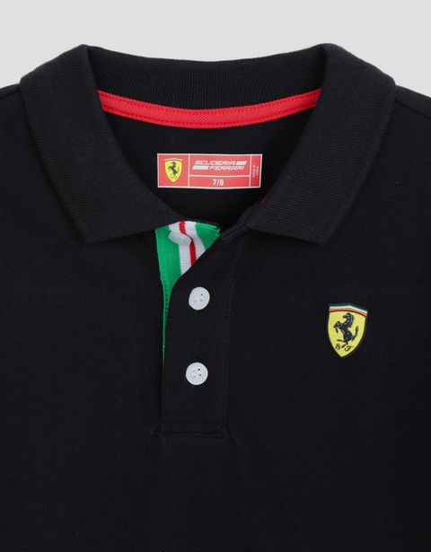 Scuderia Ferrari Online Store - Polo shirt for teens with Italian flag - Short Sleeve Polos