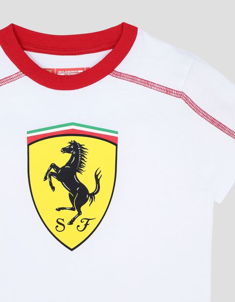 Scuderia Ferrari Online Store - Boys' cotton T-shirt with Shield - Short Sleeve T-Shirts