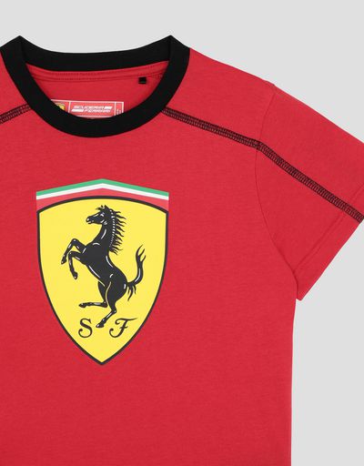 Scuderia Ferrari Online Store - Baumwoll-Kinder-T-Shirt mit Emblem - Kurzärmelige T-Shirts