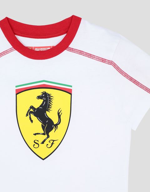 Scuderia Ferrari Online Store - Children's cotton T-shirt with Shield - Short Sleeve T-Shirts