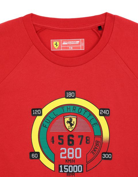 Scuderia Ferrari Online Store - Boys' cotton T-shirt with speedometer print - Short Sleeve T-Shirts