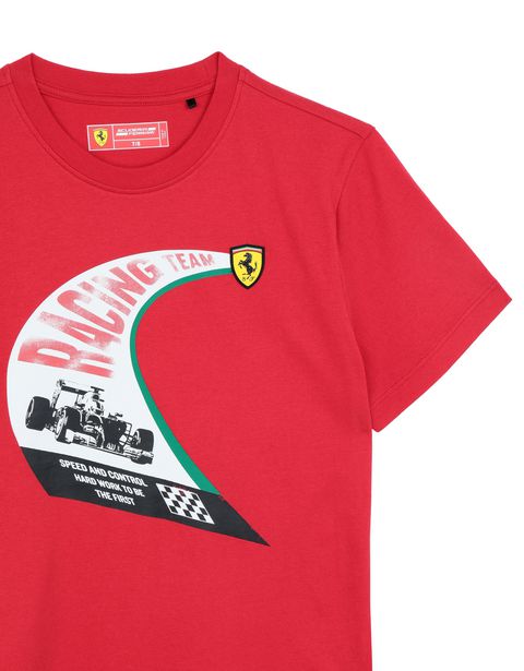Scuderia Ferrari Online Store - Boys’ cotton T-shirt with vintage print - Short Sleeve T-Shirts