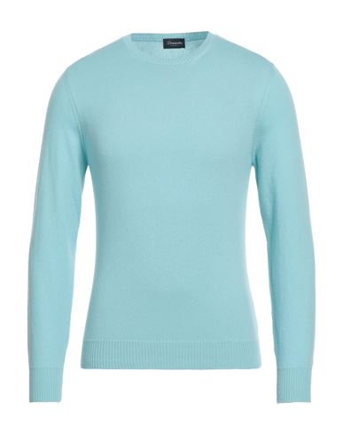 Drumohr Man Sweater Sky Blue Size 40 Cashmere