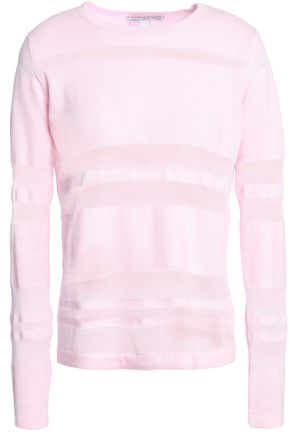 AUTUMN CASHMERE WOMAN STRIPED COTTON SWEATER BABY PINK,GB 7668287966574152