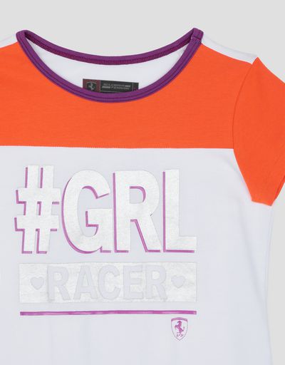 Scuderia Ferrari Online Store - Girls’ T-shirt with laminated #“GIRL RACER” print - Short Sleeve T-Shirts