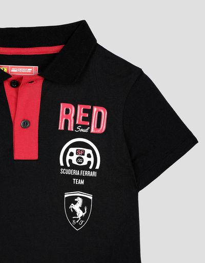 Scuderia Ferrari Online Store - Child's cotton polo shirt with RACE print - Short Sleeve Polos