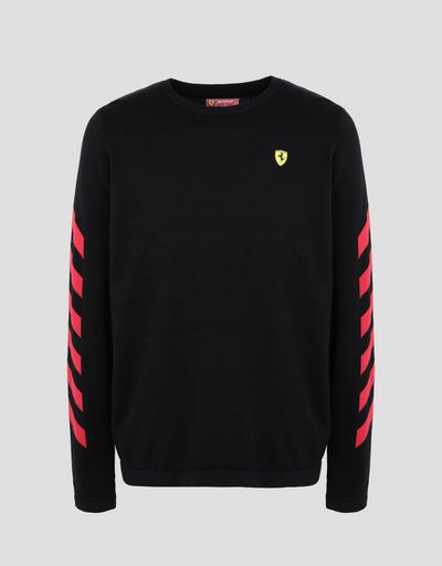 Scuderia Ferrari Online Store - Men's printed cotton tricot sweater - Crew Neck Sweaters