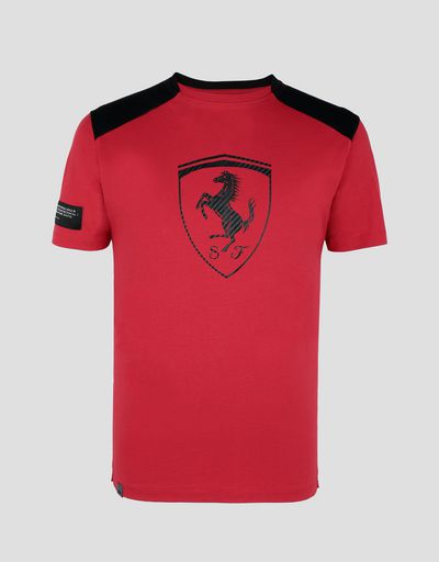 Scuderia Ferrari Online Store - T-shirt homme en coton avec empiècements contrastants - T-shirts à manches courtes
