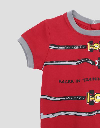 Scuderia Ferrari Online Store - Infant T-shirt with racecar print - Short Sleeve T-Shirts