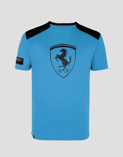 Scuderia Ferrari Online Store - Men's cotton T-shirt with contrasting inserts - Short Sleeve T-Shirts