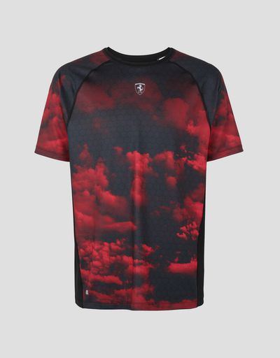 Scuderia Ferrari Online Store - Men's running T-shirt with Red Clouds print - Short Sleeve T-Shirts