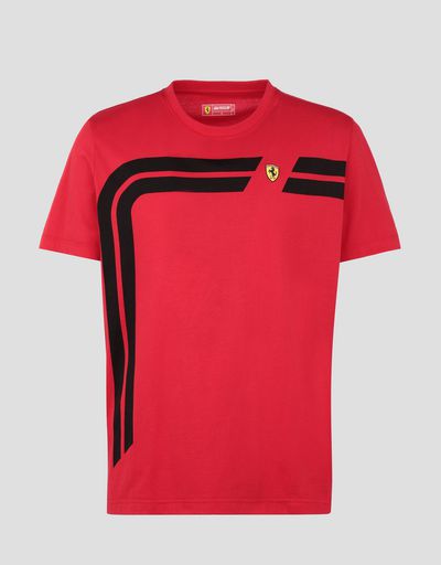 Scuderia Ferrari Online Store - Men’s cotton T-shirt with print - Short Sleeve T-Shirts