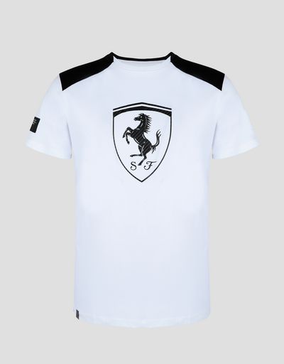 Scuderia Ferrari Online Store - Men's cotton T-shirt with contrasting inserts - Short Sleeve T-Shirts