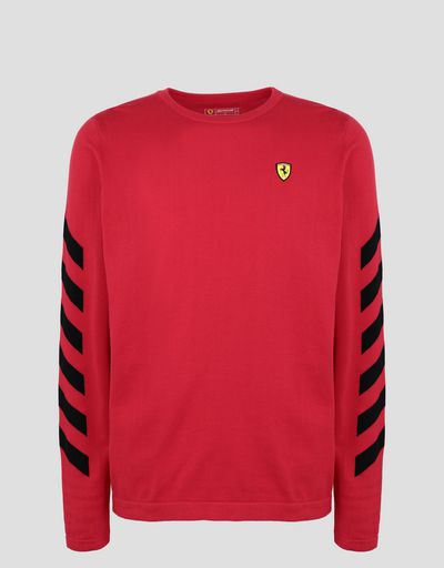 Scuderia Ferrari Online Store - Men's printed cotton tricot sweater - Crew Neck Sweaters