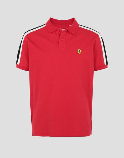 Scuderia Ferrari Online Store - Polo de piqué de algodón con Icon Tape para hombre - Polos de manga corta