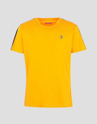 Scuderia Ferrari Online Store - Men's stretch jersey T-shirt with Icon Tape - Short Sleeve T-Shirts
